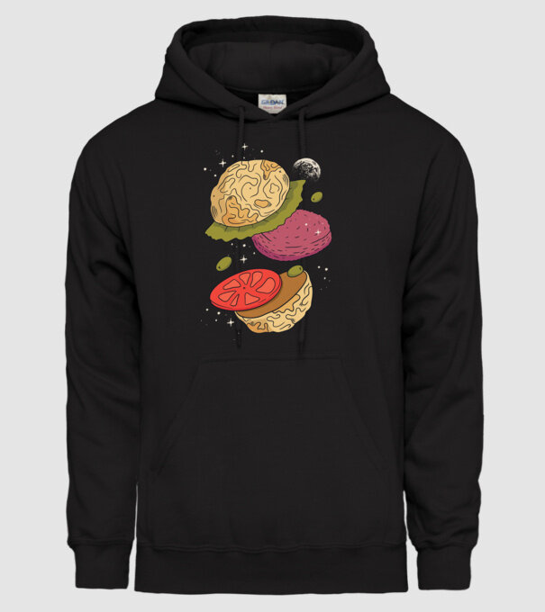Burger lună model negru pe tricou