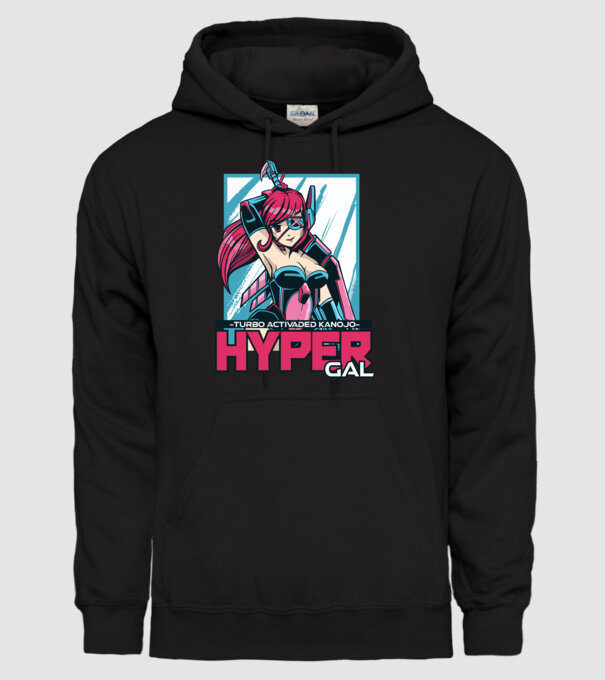 Hyper Gal - Fată Anime model negru pe tricou