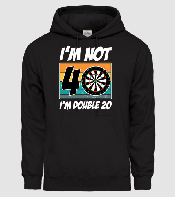 'I''m not 40 I''m double 20 darts birthday' model negru pe tricou
