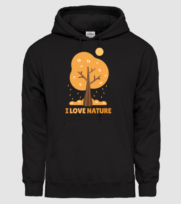 I Love Nature model negru pe tricou