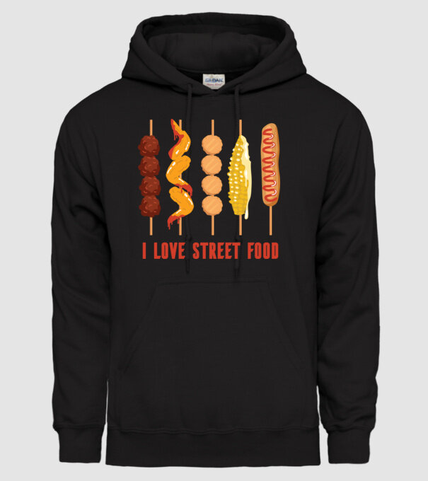 I Love Street Food model negru pe tricou