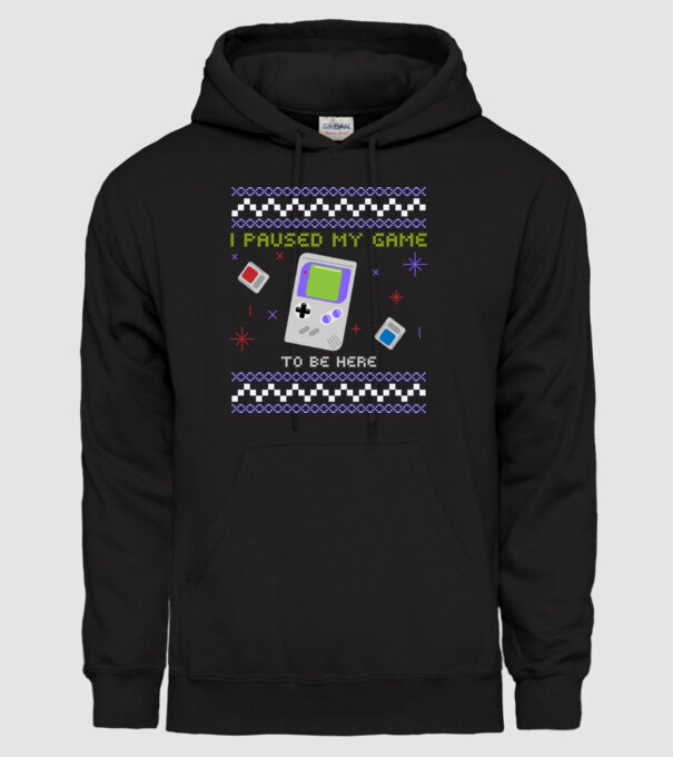 I paused my game to be here - Gamer pulovăr urât model negru pe tricou