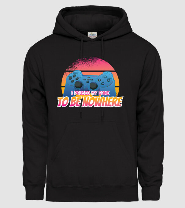 I paused my game to be nowhere model negru pe tricou