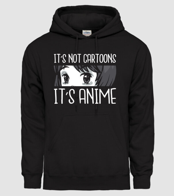 'It''s not cartoons it''s anime' model negru pe tricou