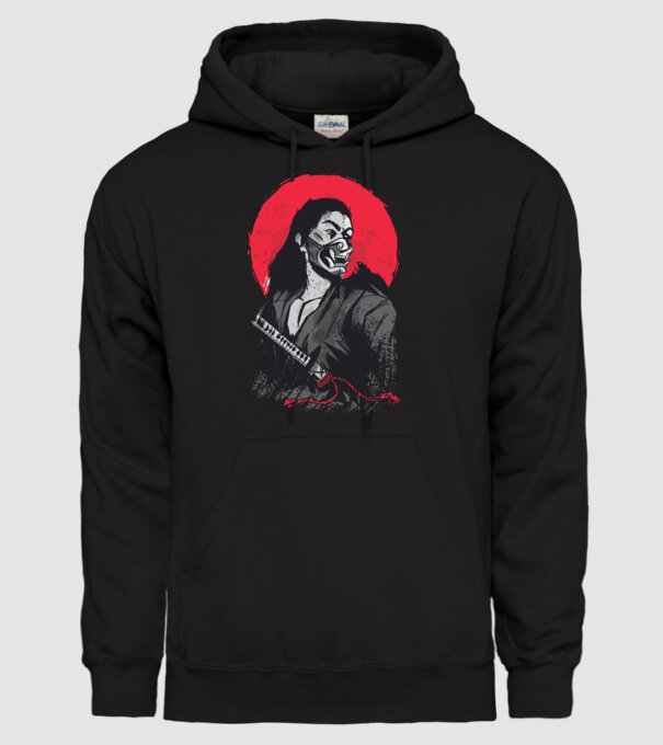Războinic japonez model negru pe tricou
