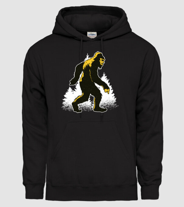 Yeti în pădure model negru pe tricou