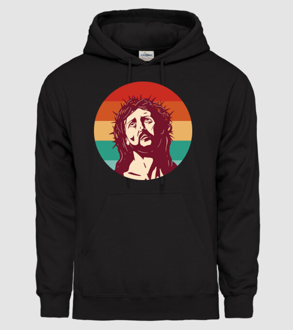 Iisus Hristos Retro model negru pe tricou