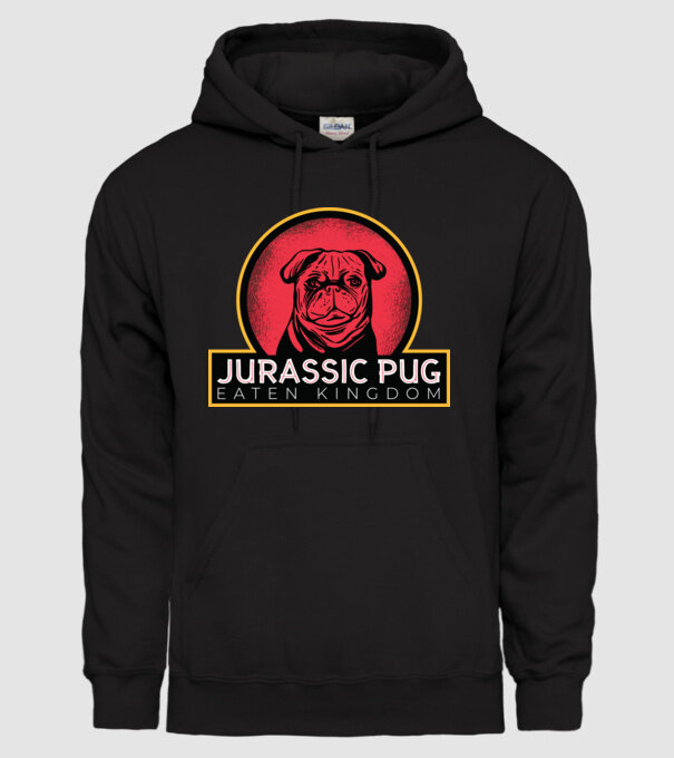 Jurassic Pug Tricou cu mops model negru pe tricou
