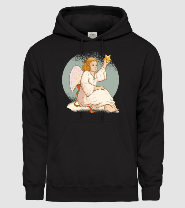 Înger de Crăciun model negru pe tricou