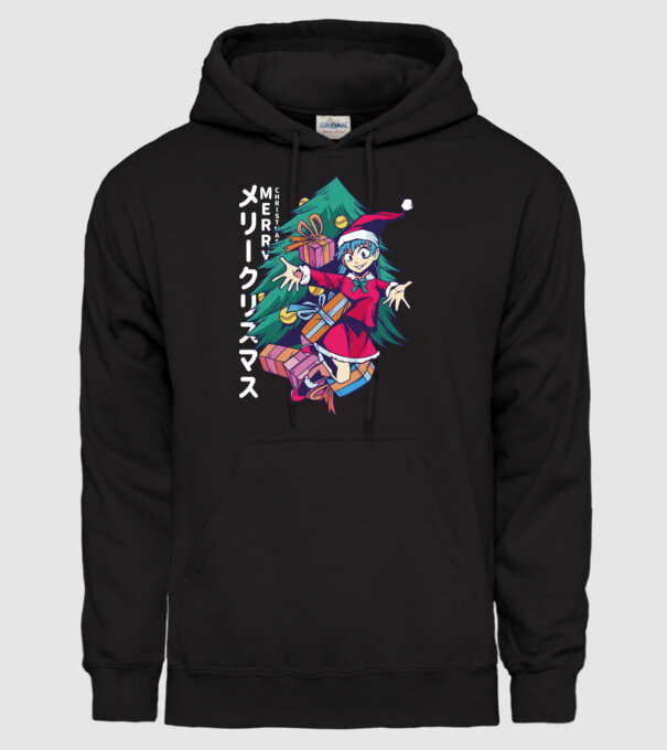 Anime Crăciun model negru pe tricou