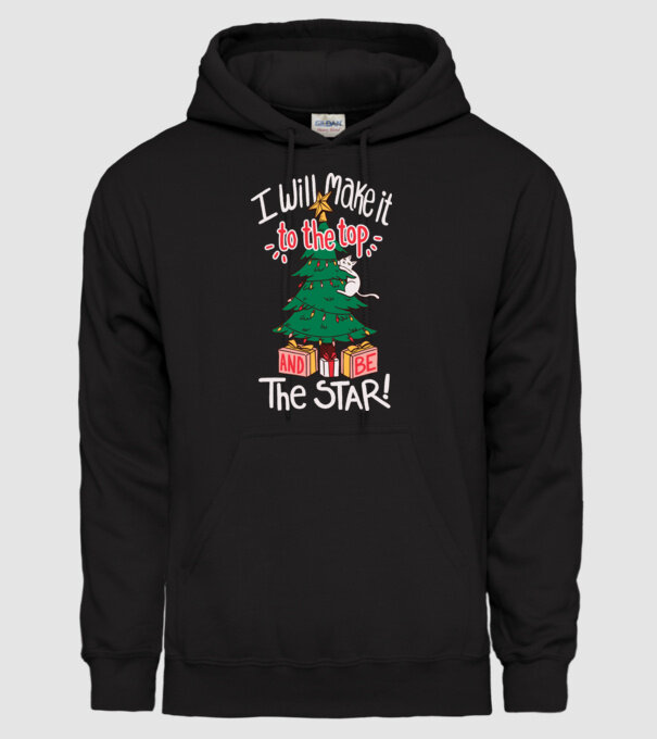 Pisică de Crăciun model negru pe tricou