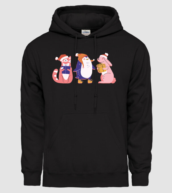 Animale drăguțe de Crăciun model negru pe tricou