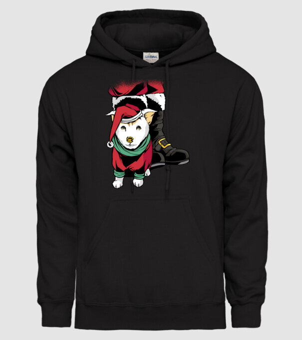 Cățeluș de Crăciun model negru pe tricou