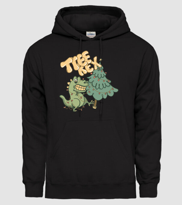 T-rex de Crăciun model negru pe tricou
