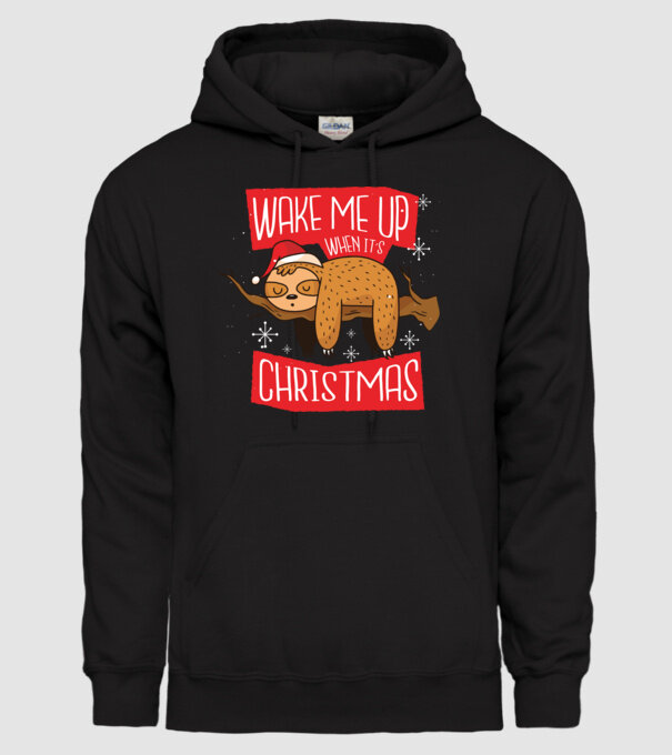 Treziți-mă când e Crăciunul model negru pe tricou