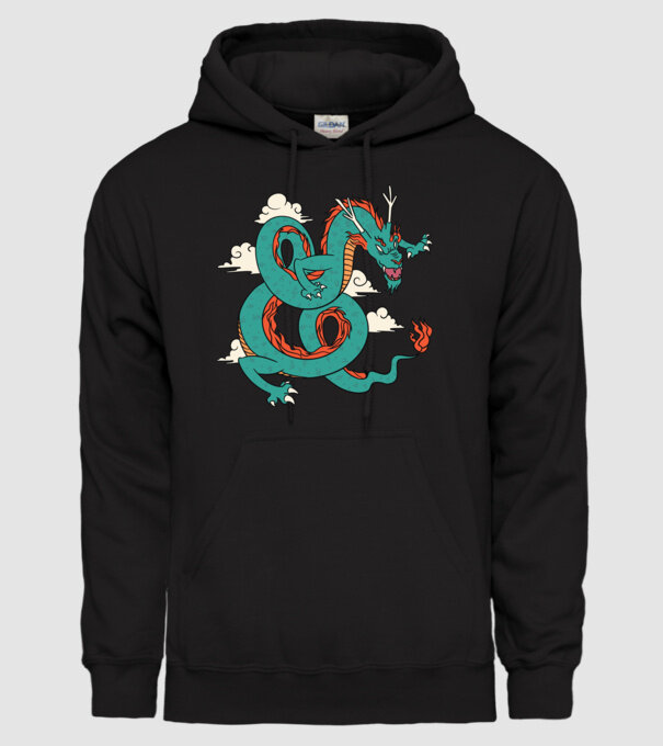 Dragon Chinez model negru pe tricou