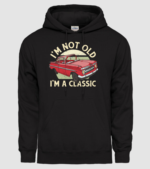 'Mașină clasică - I''m not old I''m a classic' model negru pe tricou