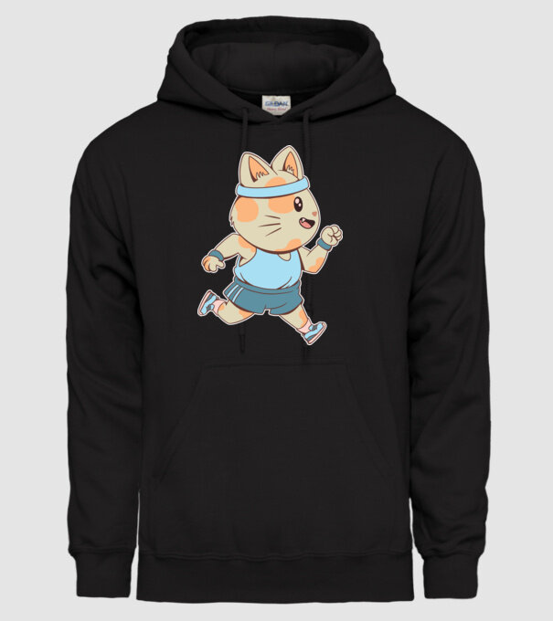 Pisică Jogging model negru pe tricou
