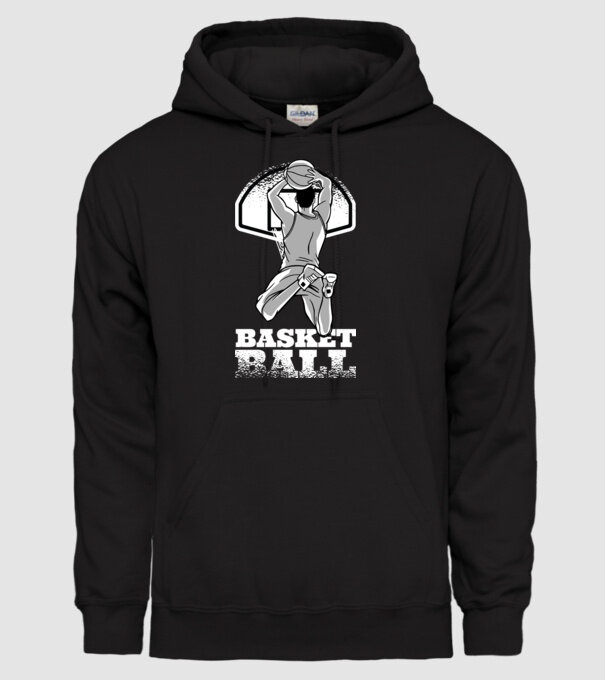 Baschet aruncare la coș model negru pe tricou