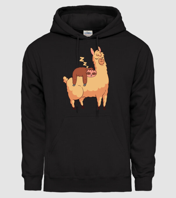 Leneș dormind pe Lama tricou amuzant model negru pe tricou