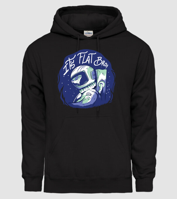 Astronaut Pământ plat model negru pe tricou