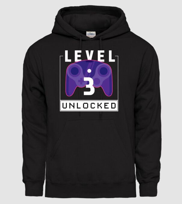 Level 3 Unlocked Gamer Birthday model negru pe tricou