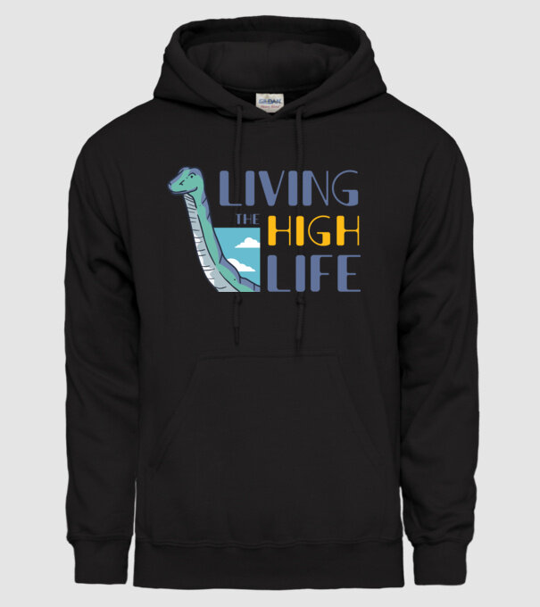 Living the High Life Dinosaur model negru pe tricou