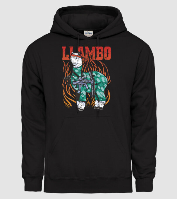 Llambo Lama model negru pe tricou