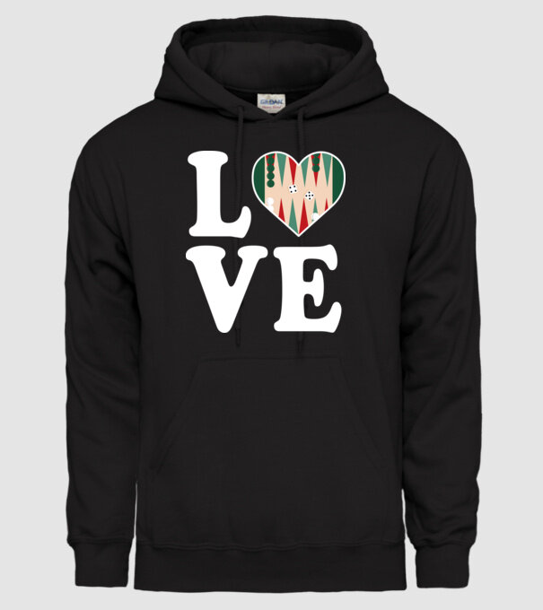 Love Backgammon model negru pe tricou