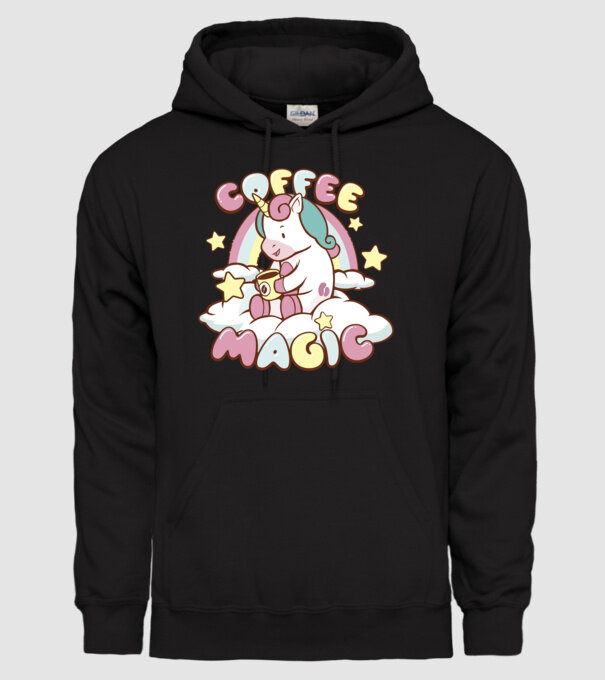 Cafea Magică Unicorn model negru pe tricou