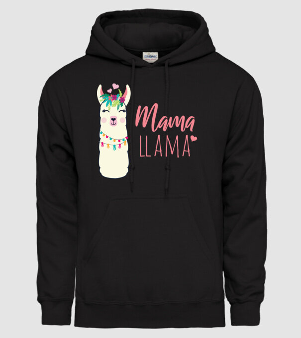 Mama Llama model negru pe tricou
