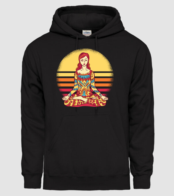 Mandala Yoga Meditație model negru pe tricou