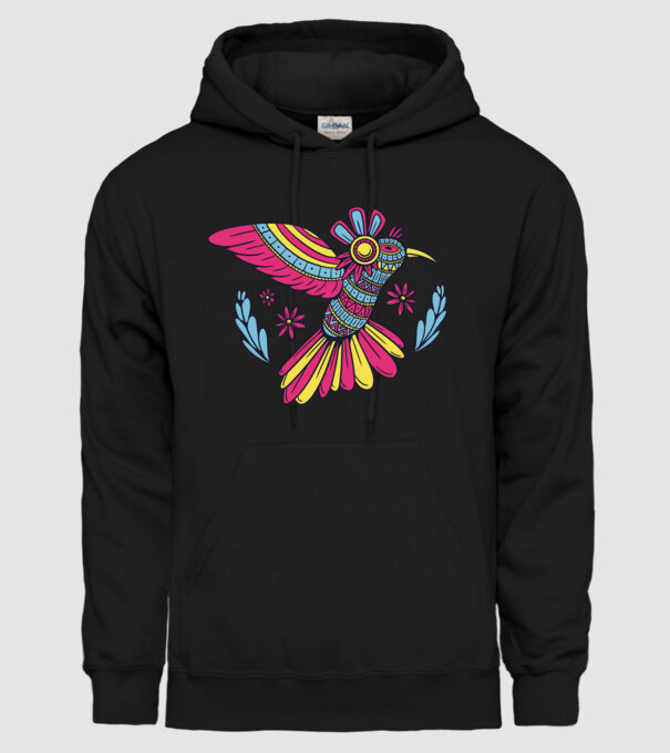 Mandala Colibri model negru pe tricou