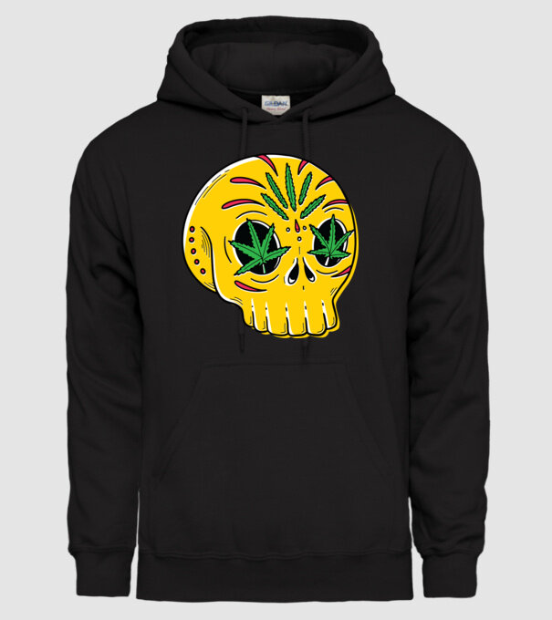Marijuana Craniu model negru pe tricou