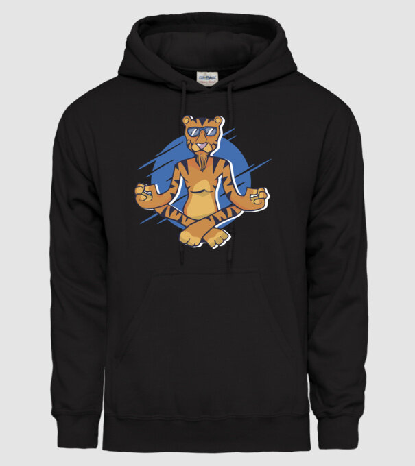 Tigru meditator model negru pe tricou