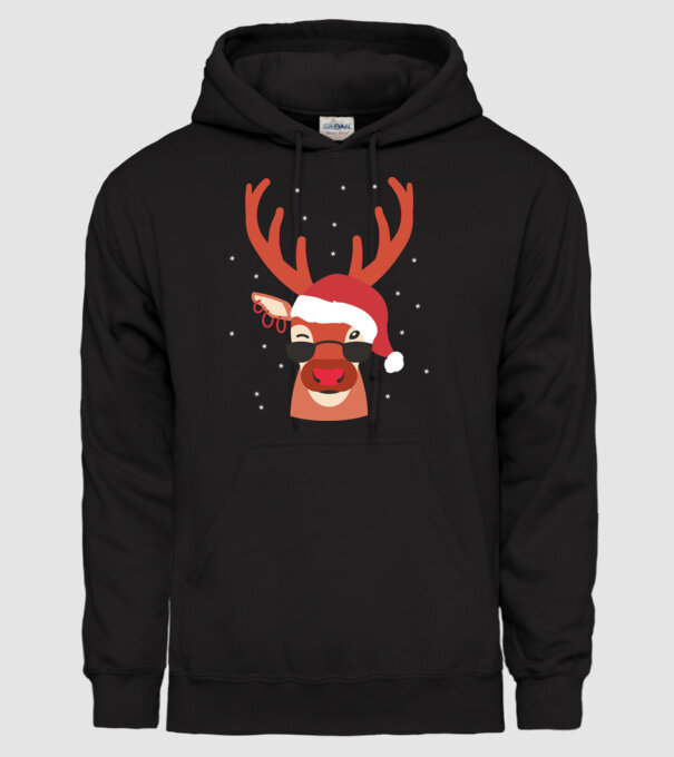 Ren cool de Crăciun model negru pe tricou