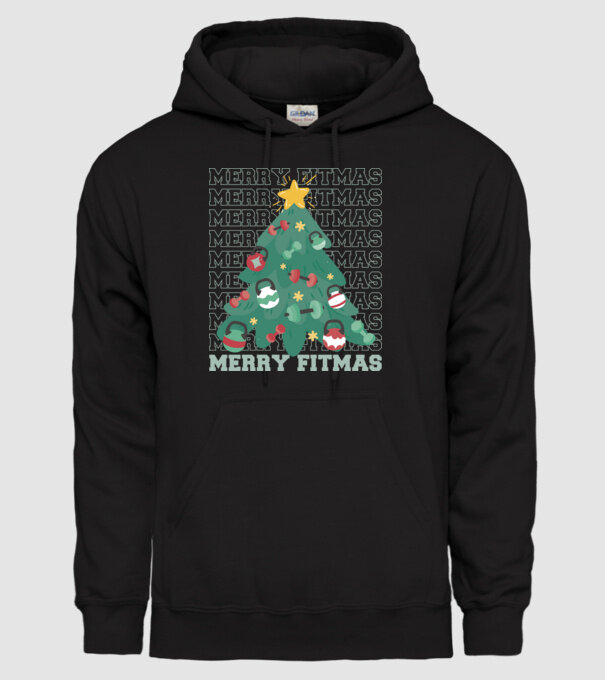 Merry Fitmas Fitmas Pom de Crăciun Fitness model negru pe tricou