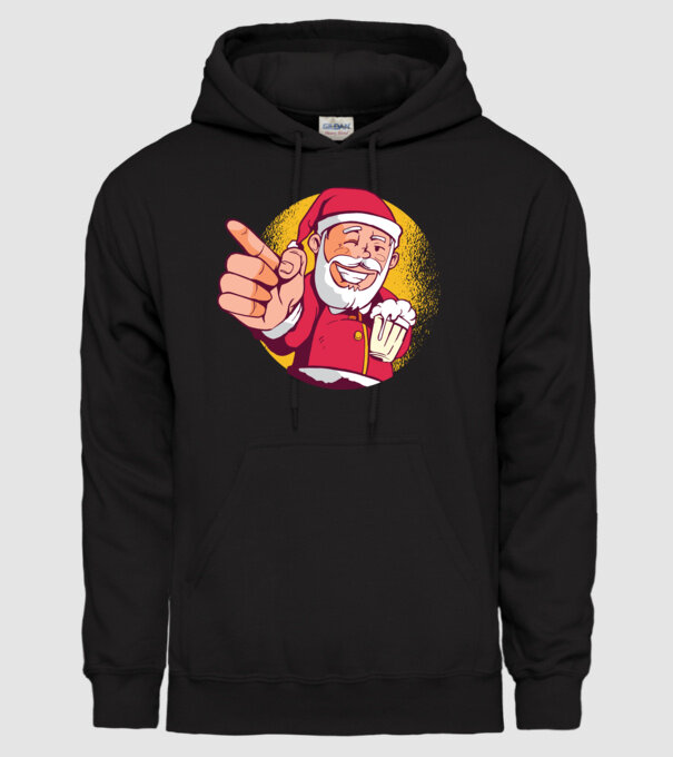 Moș Crăciun cu bere tricou model negru pe tricou