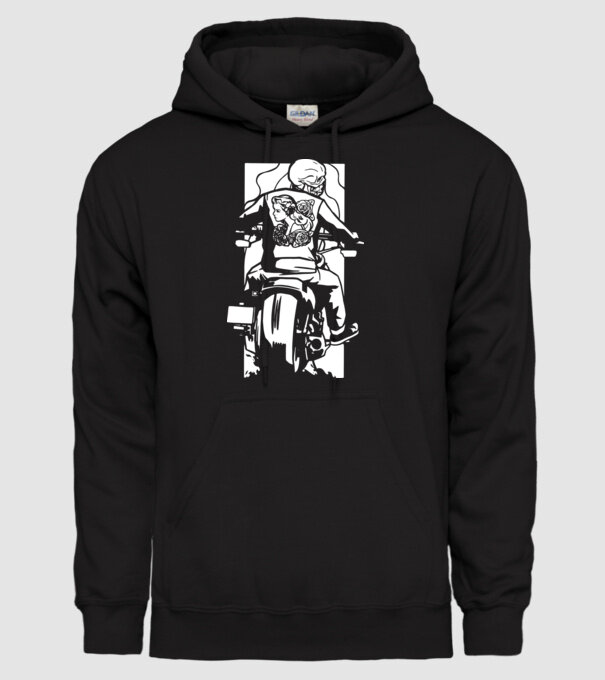 Craniu Motociclist model negru pe tricou