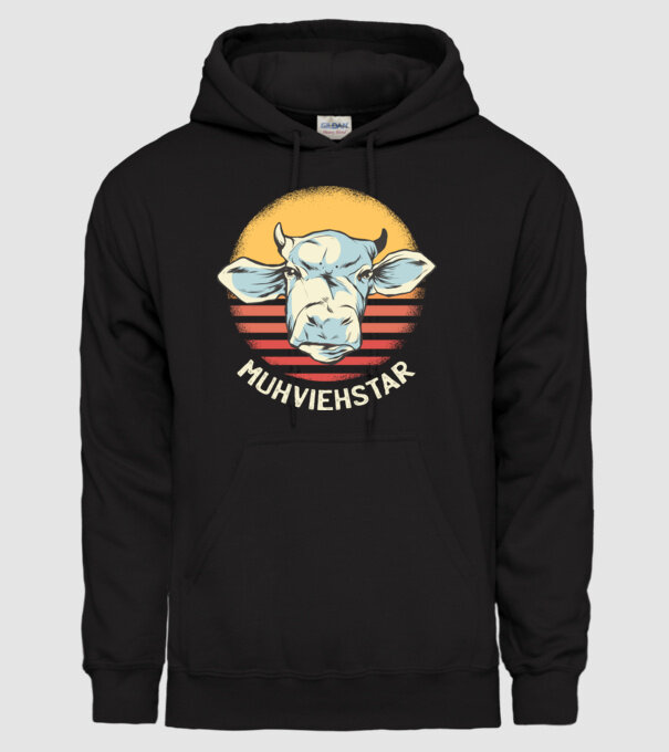Vacă Muhviehstar model negru pe tricou
