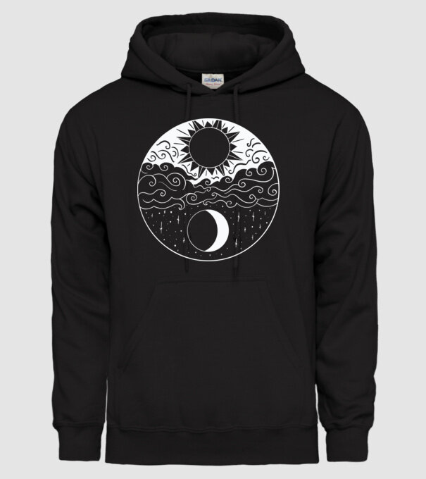 Soare și Lună Jin Jang model negru pe tricou