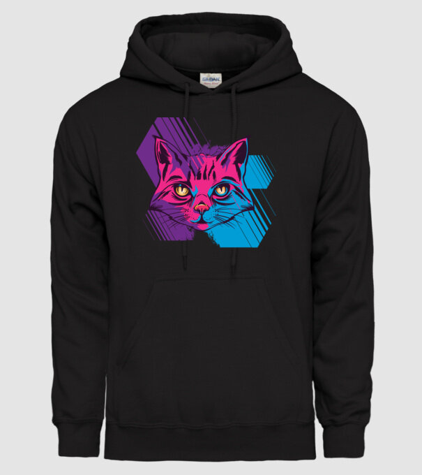 Pisică Neon model negru pe tricou