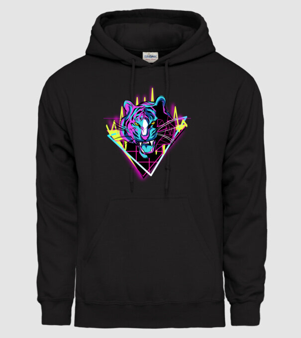Tigru Neon anii 80 retro model negru pe tricou