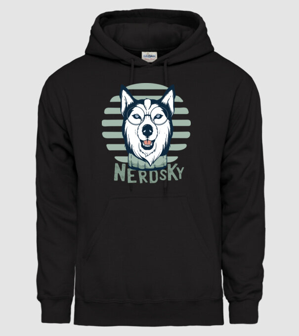 Nerdsky Husky model negru pe tricou