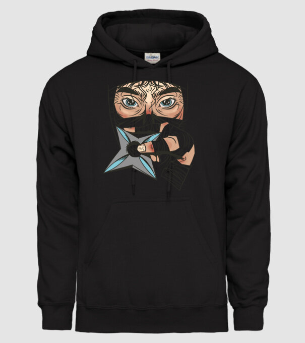 Cap de ninja model negru pe tricou