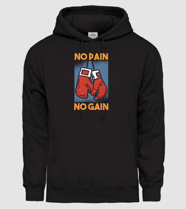 No pain no gain box model negru pe tricou