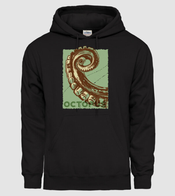 Caracatiță Octopus model negru pe tricou