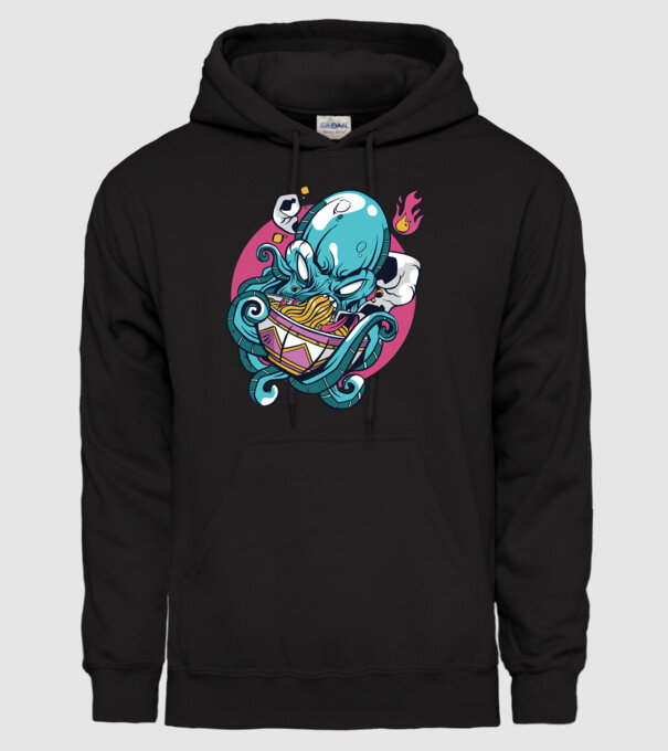 Octopus Ramen model negru pe tricou