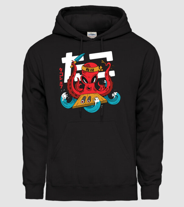 Octopus Sushi model negru pe tricou