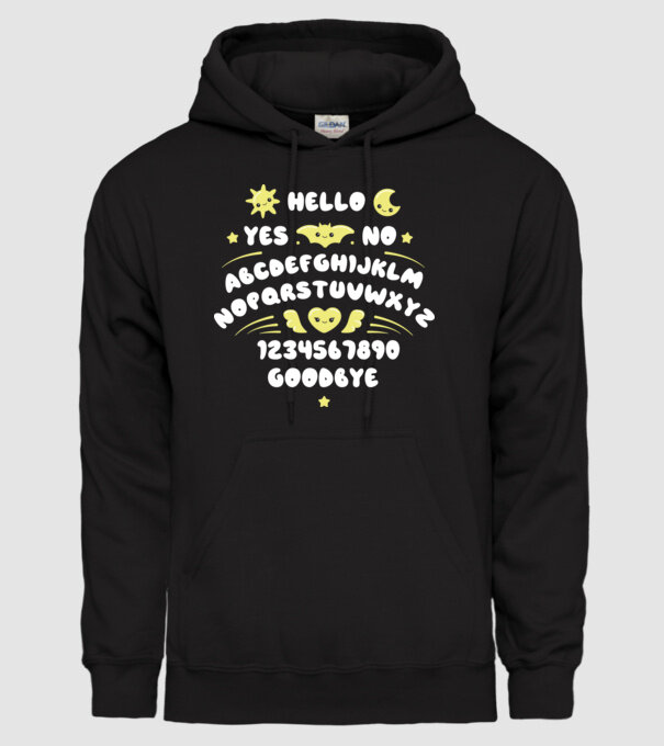 Motiv Ouija model negru pe tricou